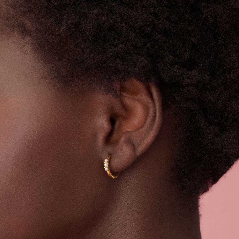 Barbados Pearl Hoop Earrings - Image 3