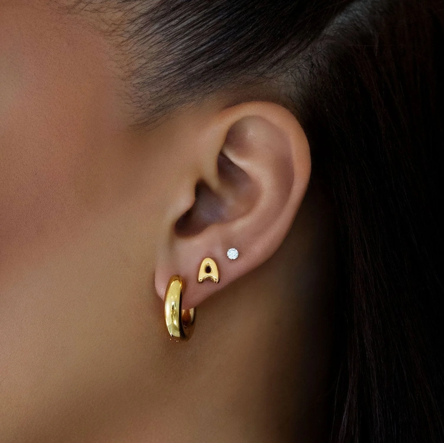Bubble Initial Stud Earrings - Image 3