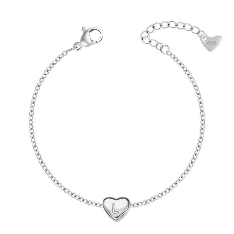 Dainty Heart Initial Bracelet - Image 3