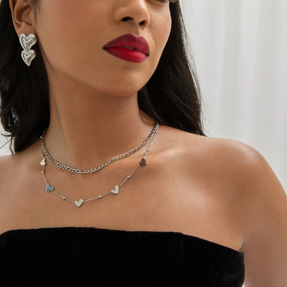 Hailey Heart Layered Necklace - Image 3