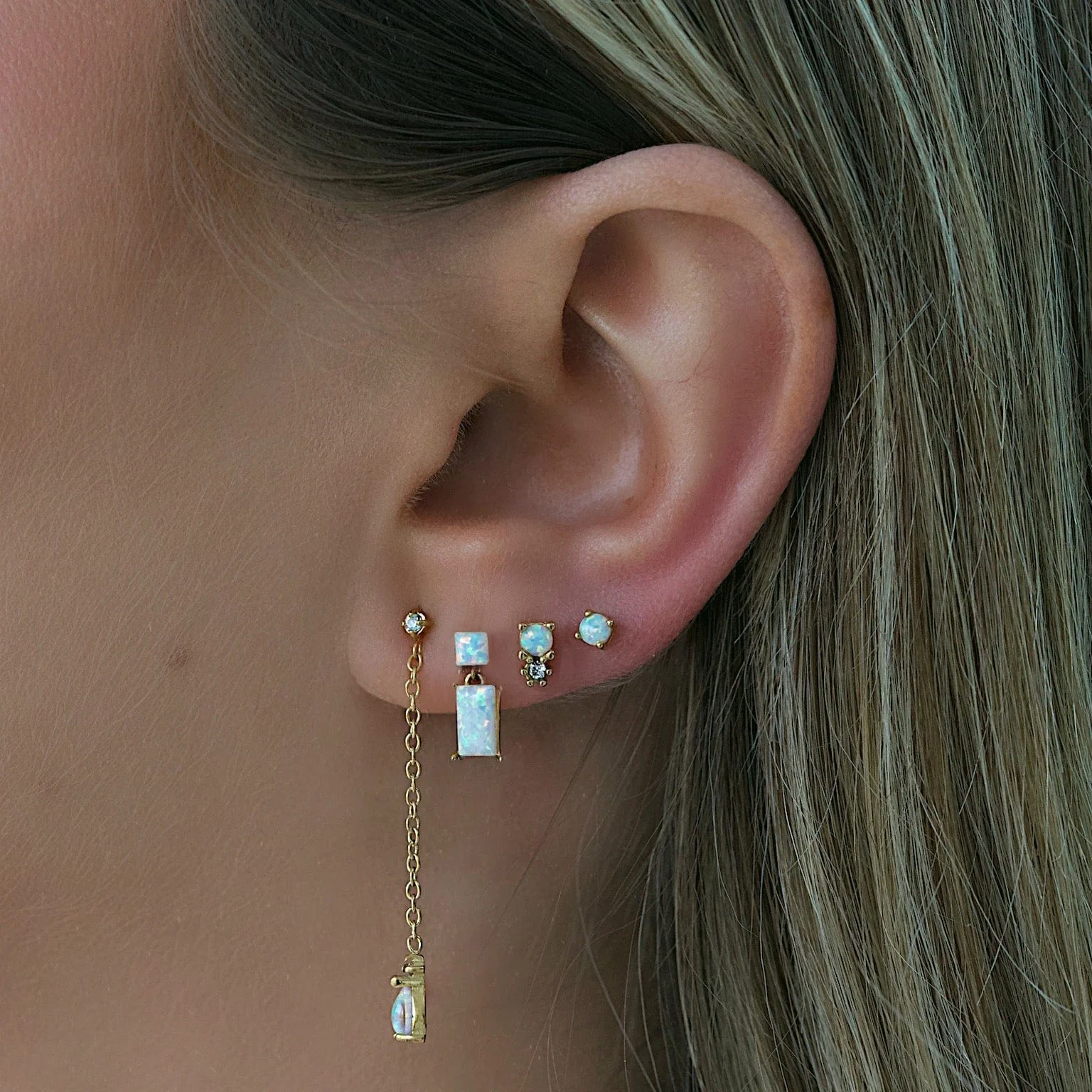 Halo Opal Stud Earrings - Image 4