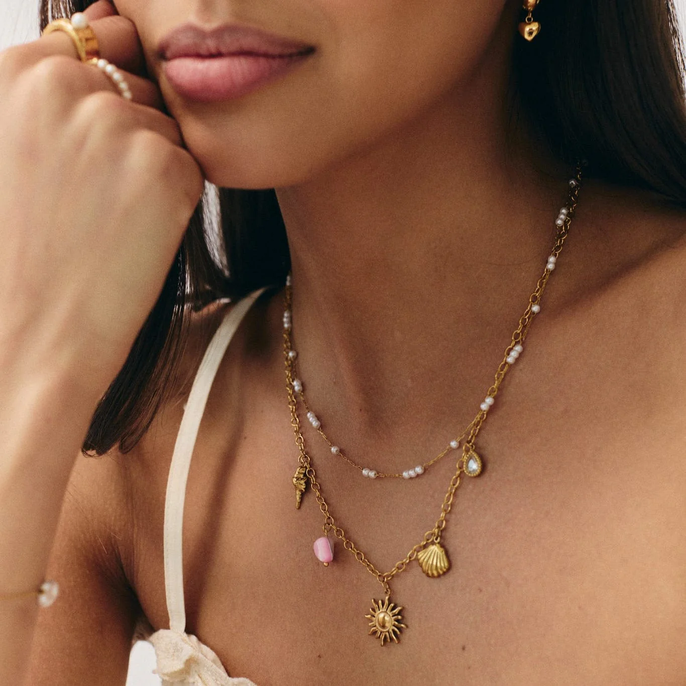 Indie Layered Charm Necklace - Image 3