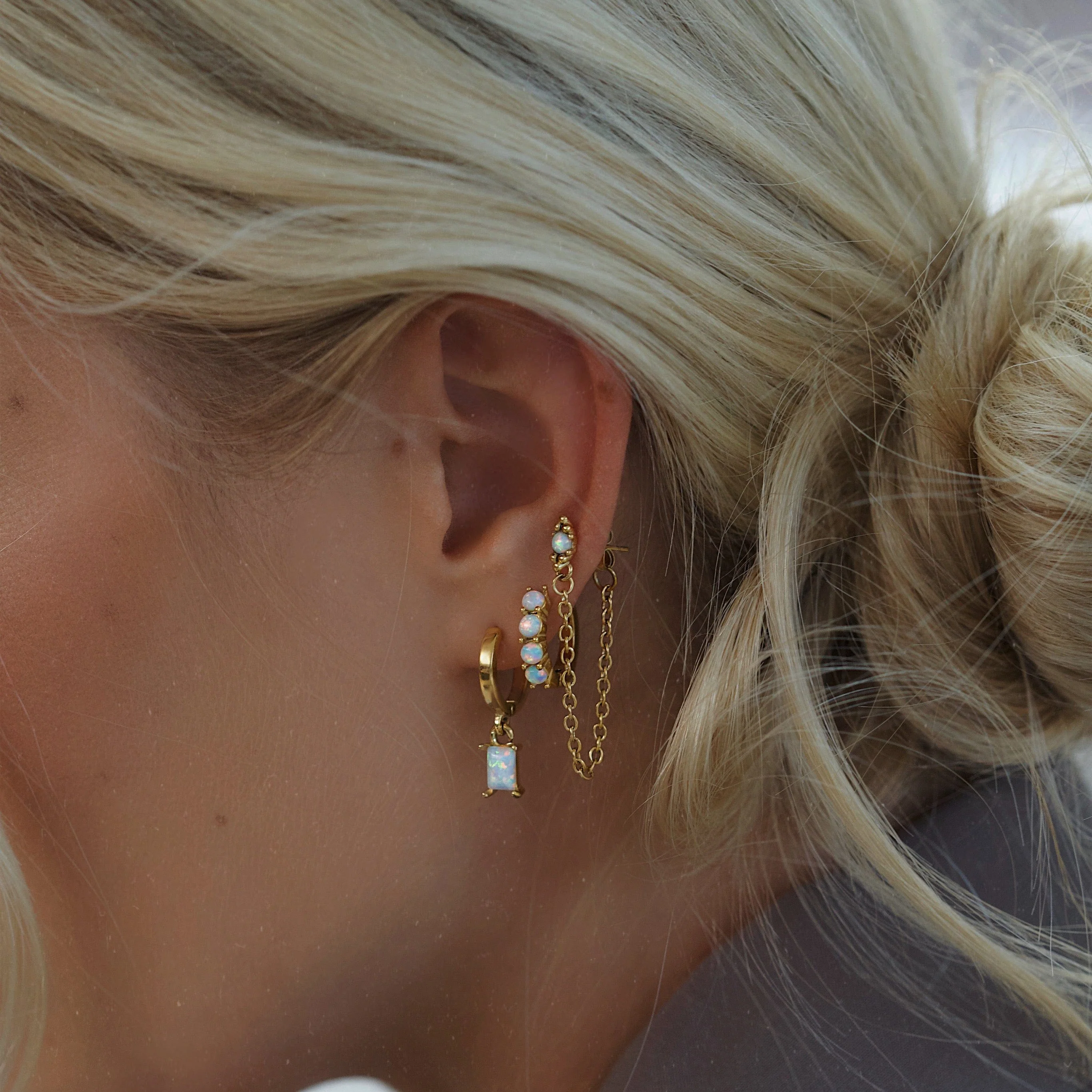 Loretta Opal Hoop Earrings - Image 3