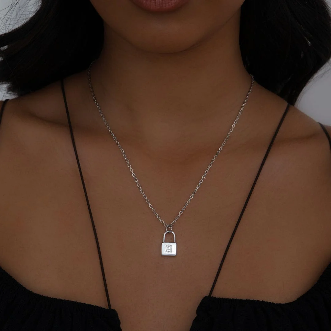 Padlock Initial Necklace - Image 3