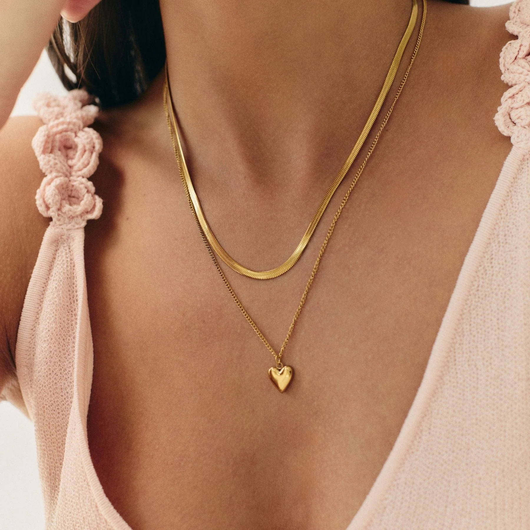 Paulina Bubble Heart Layered Necklace - Image 2