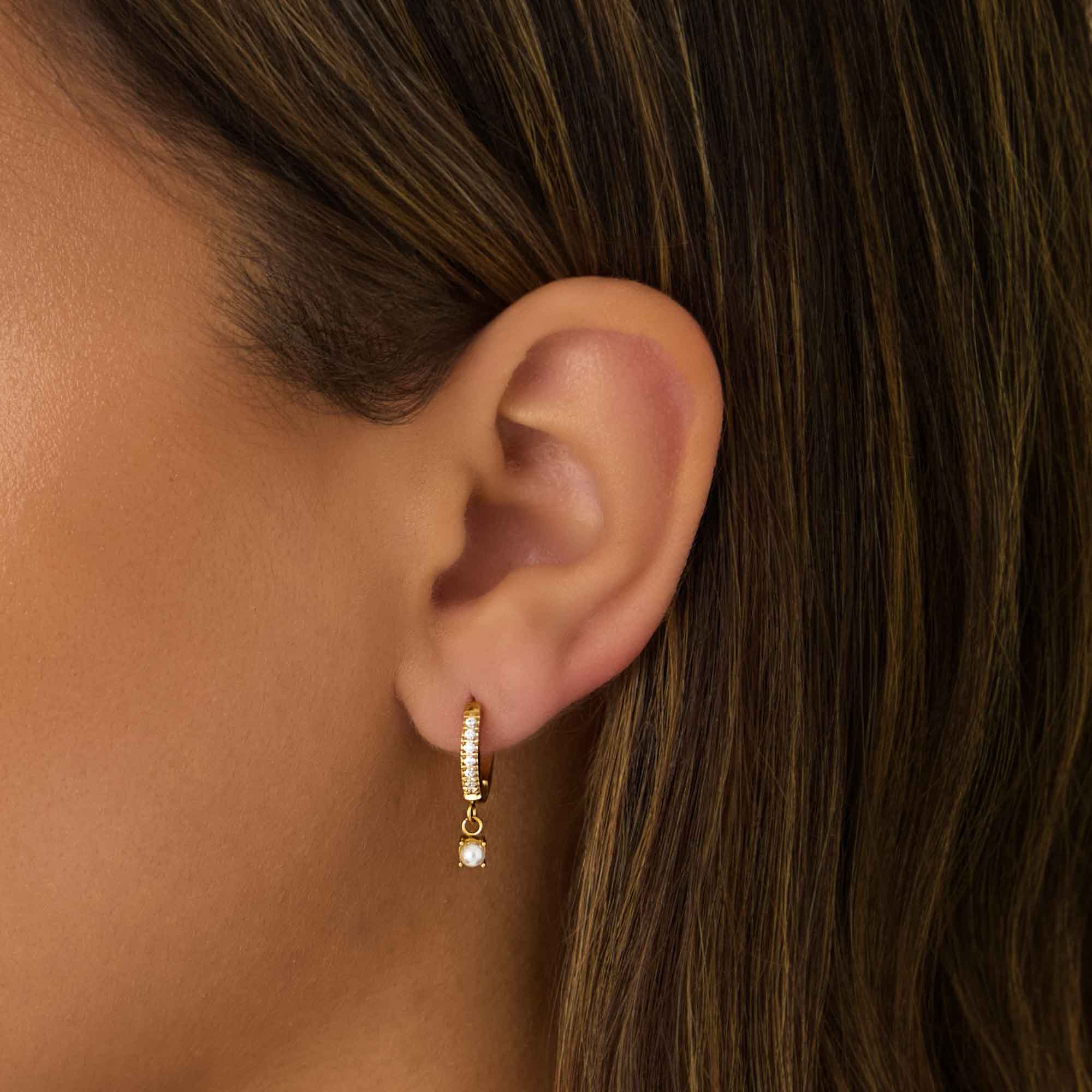 Priscilla Pearl Hoop Earrings - Image 3