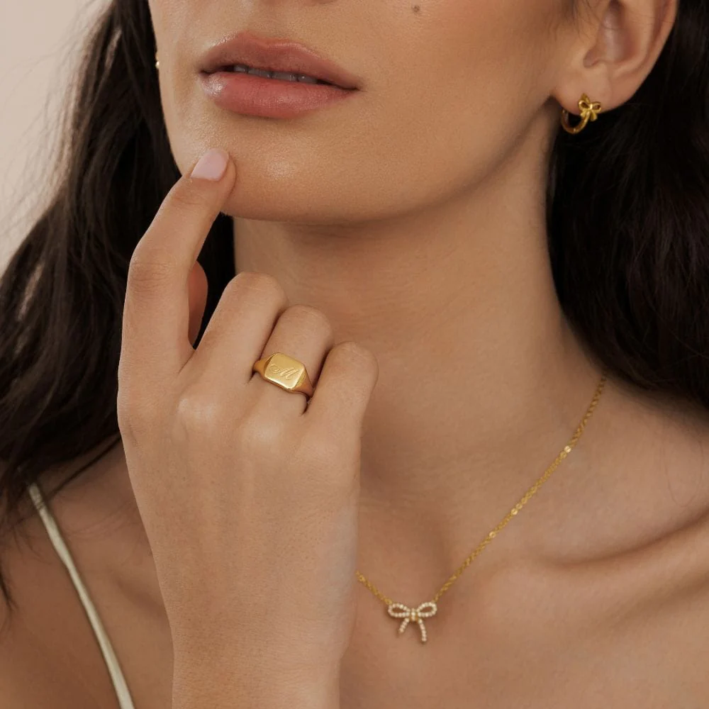Raina Initial Signet Ring - Image 5