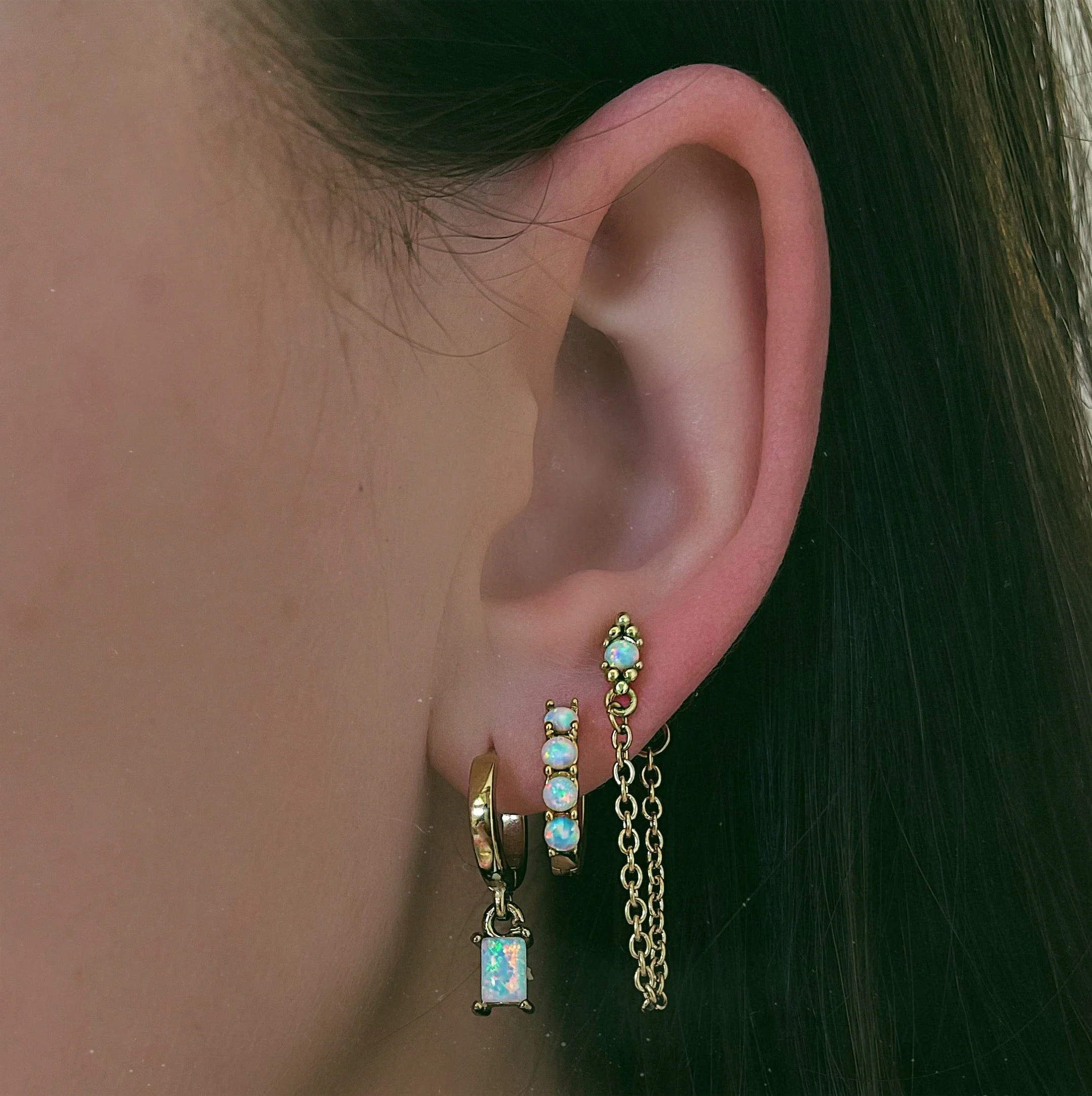 Tia Opal Hoop Earrings - Image 2